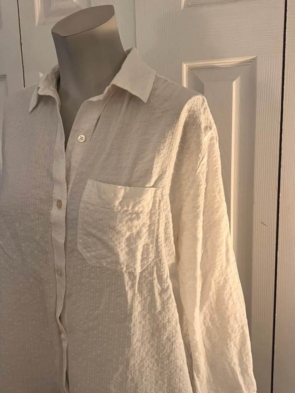 Jenni Kayne White Textured Button Down Tunic Shirt XS - Picture 5 of 6